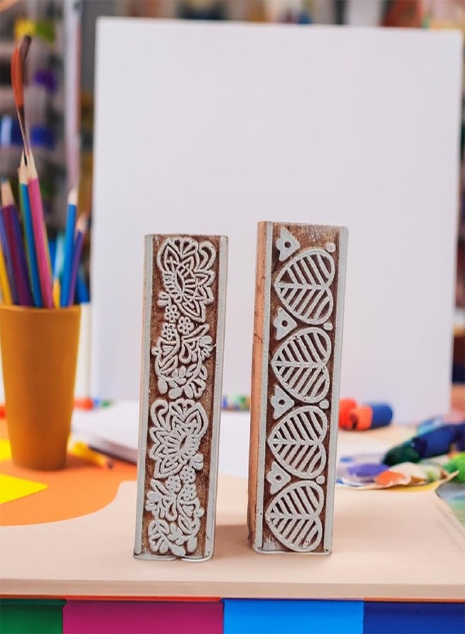 آرت بوكس مجموعة من قطعتين من طوابع الطباعة الطينية من ARTBOX، بتصميم حدود حضرية، مكعبات خشبية، أي قطعتين. - Image 1